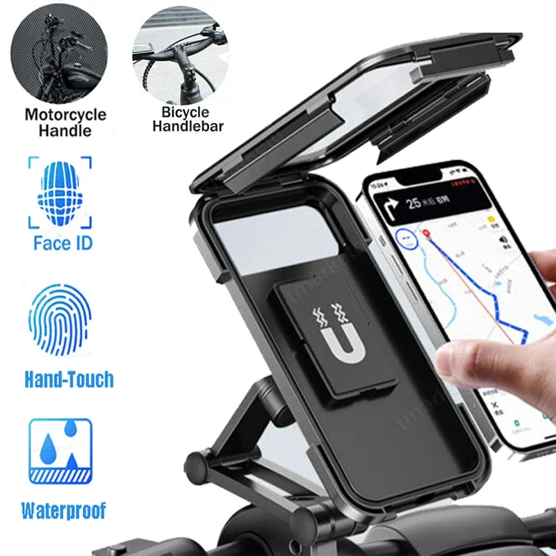 Waterproof 360° Rotatable Bicycle Mobile Phone Holder Magnetic Attraction Motorcycle Handle Bag for Iphone 13 14 Samsung Huawei