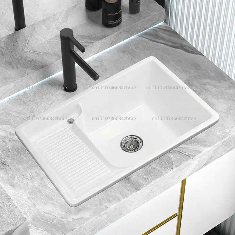 Suitable for Balcony outdoor ceramic with washboard laundry basin semi-embedded Taichung basin household
