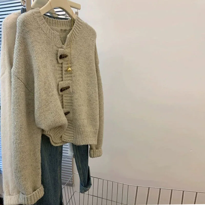 Sweter damski w stylu retro na jesień i zimę, leniwy, mały i krótki sweter z dzianiny wewnątrz kardigan dla kobiet