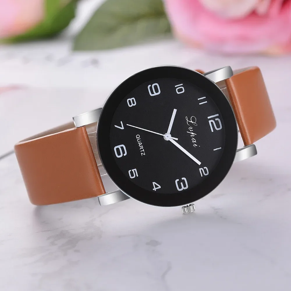 Reloj de pulsera analógico de cuarzo para mujer, cronógrafo informal con correa de cuero, regalo de lujo, novedad de 2024