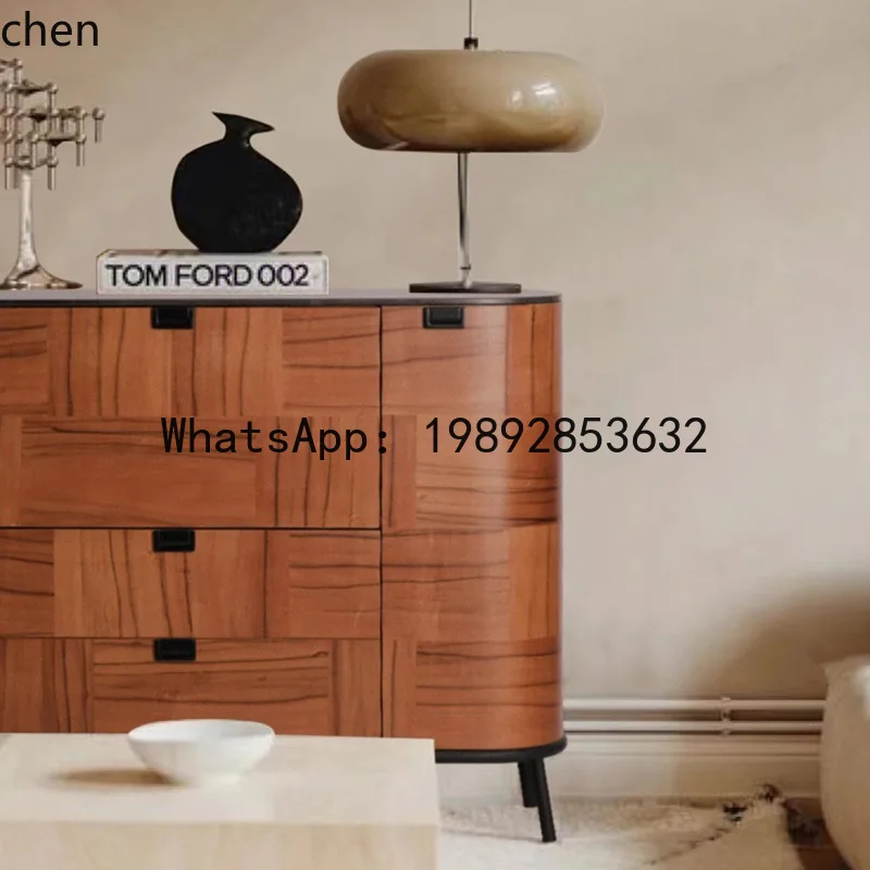 

A1 Solid Wood Sideboard Wood Grain Rock Plate Storage Decorative Entrance Cabinet