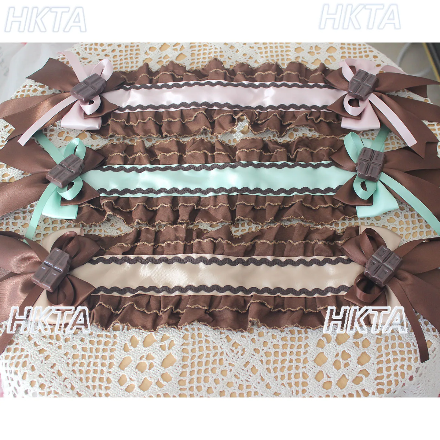 Oryginalne, ręcznie robione akcesoria do włosów z czekolady, opaska do włosów w stylu Lolita, kokarda w stylu kawowego deseru, karbowana kokarda karmelowa, urocza opaska do włosów Lolita dla dziewczynek.