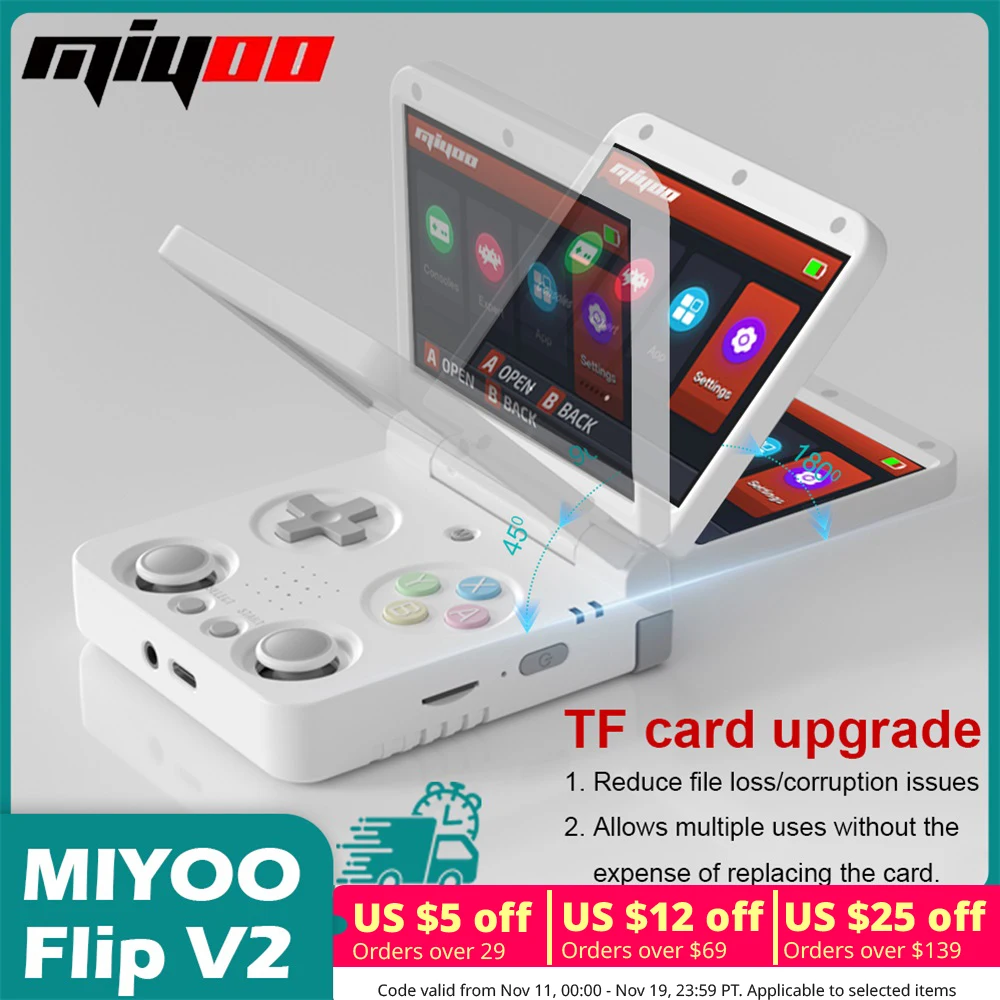 MIYOO Flip Retro Handheld Game Consoles IPS Screen Linux System Classic Portable Video Game Consolas Travel Bag Retroid Pocket