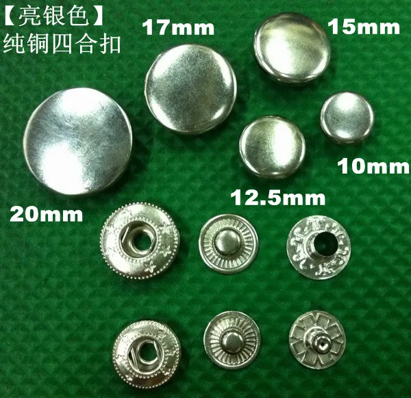 30 set/pacco Bottone a pressione rotondo in metallo argento lucido senza bottoni a pressione per cucire Chiusura per borse per vestiti artigianali in pelle Scarpe