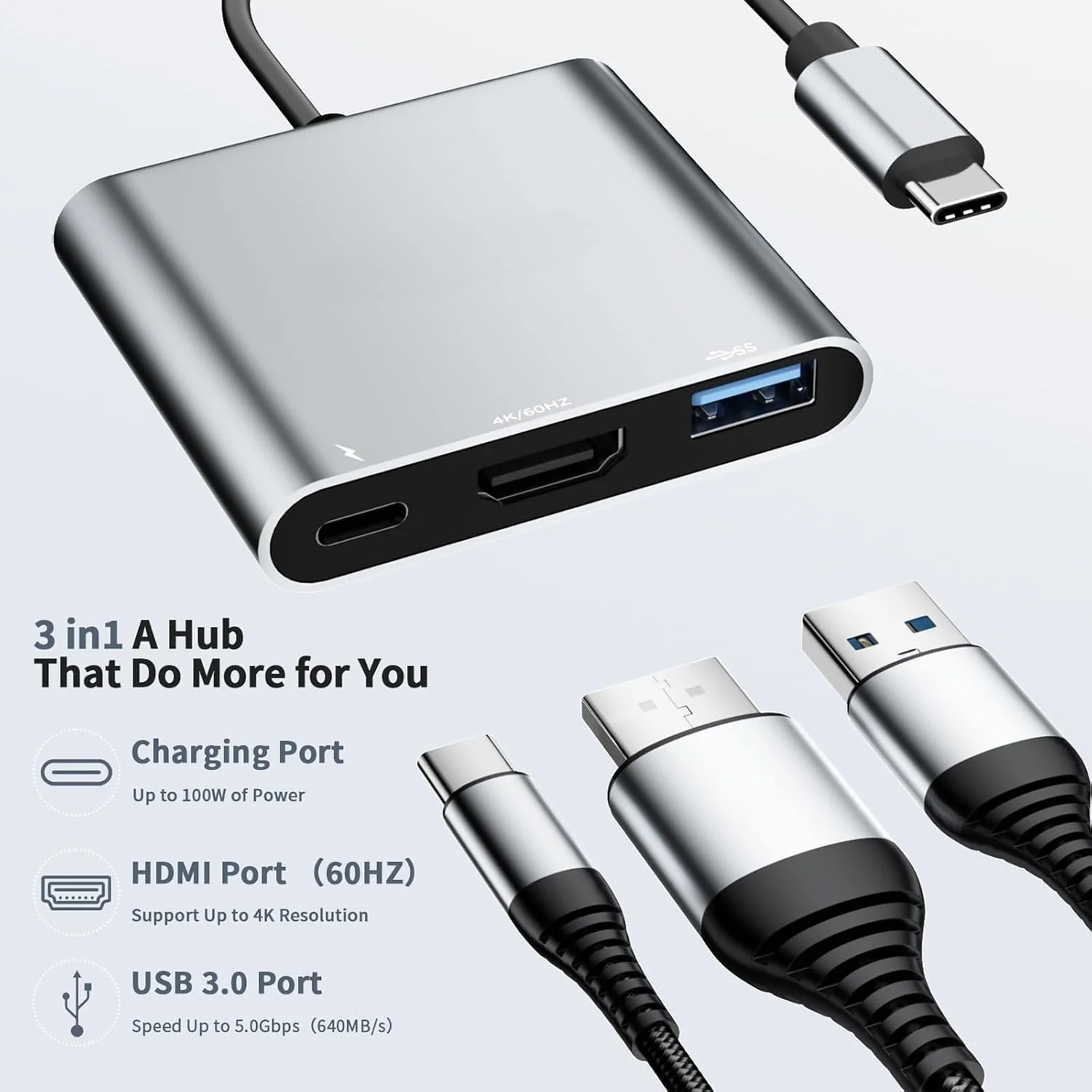 5 قطع محول USB-C إلى HDMI عالمي 4K60 هرتز مع توصيل الطاقة - لأجهزة الكمبيوتر المحمولة والأجهزة اللوحية والهواتف ووحدات التحكم بالألعاب #2