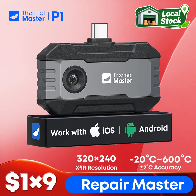 320 * 240 Wärmebildkamera P1 für iPhone und Android-Handy 600 ℃   HVAC-Hausinspektion, 15-facher Digitalzoom