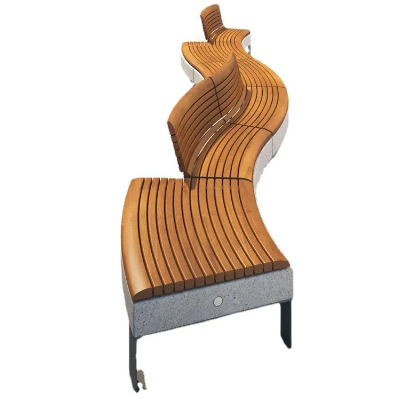 

Shopping mall special-shaped wooden seat outdoor wood art leisure seat street square preservative wood back rest bench