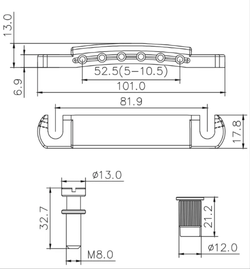GUYKER Gitarren-Stoppstange, Saitenhalter mit Ankern und Bolzen für LP SG-Gitarren – Detail 8