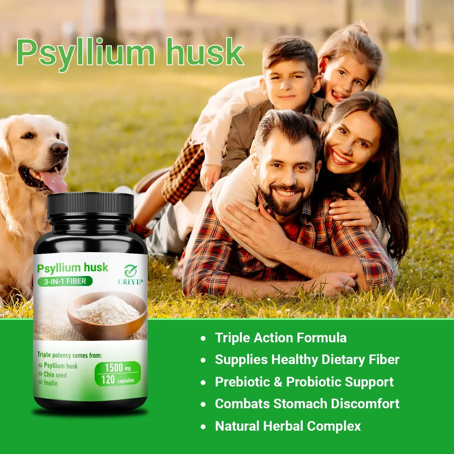 Psyllium Husk - Gut and Colon Support Cleanse and Detox  Reduce Abdominal Pain, Bloating, Constipation