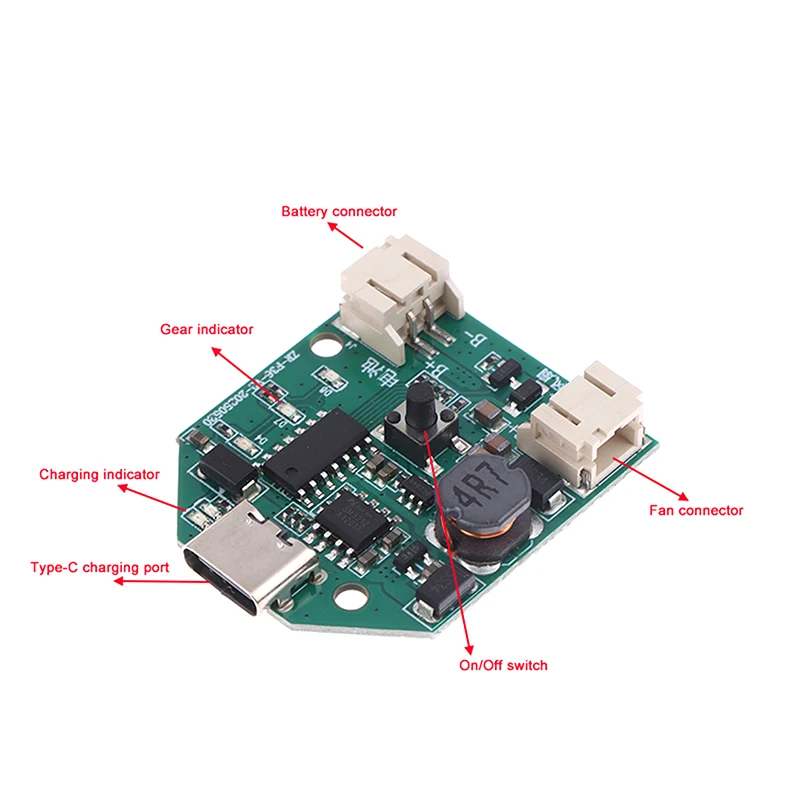 Type-C Micro USB Fan Drive Module 9V 3-Speed Stepless Speed Charging Control Board Mini Table Fan Handheld Fan Circuit Pcb Board