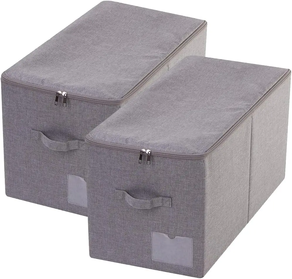 

Large Folding Washable Fabric Storage Boxes for Bedding, Blankets, Pillows, Clothing, Toys in Dark Gray