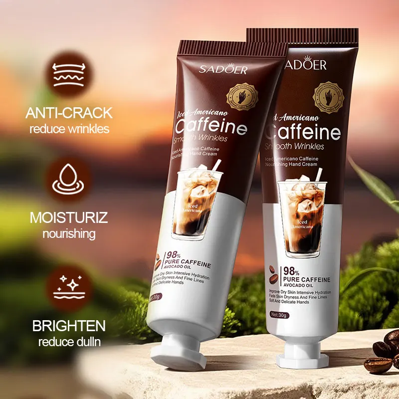 5pcs/kit SADOER Caffeine Hand Cream Moisturizing Nourishing Brightening Hydrating Hand Creams Hands Travel Size Skin Care