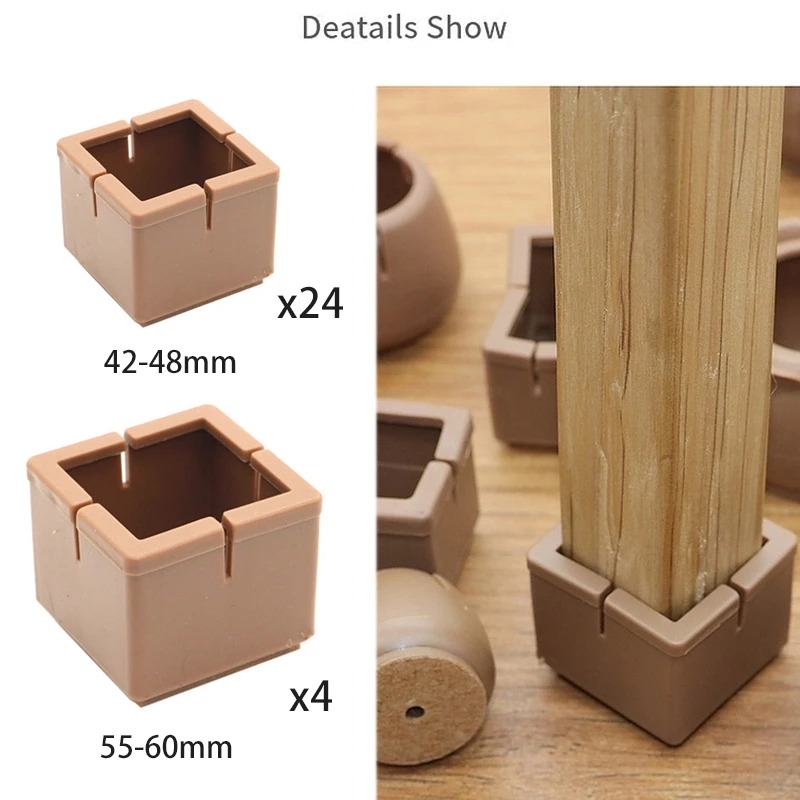 

24Pcs Silicone Chair Foot Protection Table Bottom Cover Pads Set Table Chair Leg Caps Furniture Wood Floor Protectors