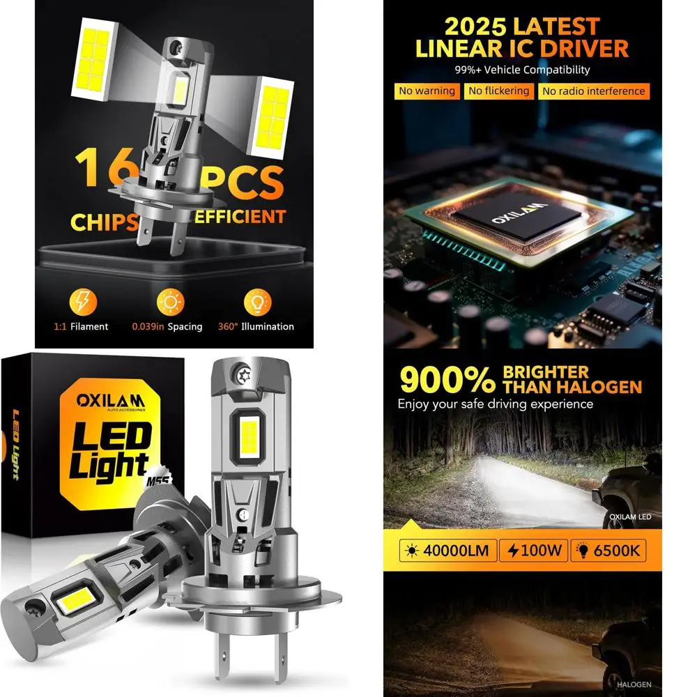 

M5S H7 LED Bulb 40000LM 900% Brightness, 6500K Cool White Light, 1:1 Size No Adapter Required, Plug and Play Fog Light Halogen R