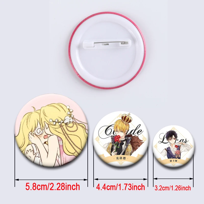 Anime Who Made Me A Princess Badge on Backpack Accessories Round Manga Pins Cute Cartoon Girl Brooches for Bag Decor Gifts