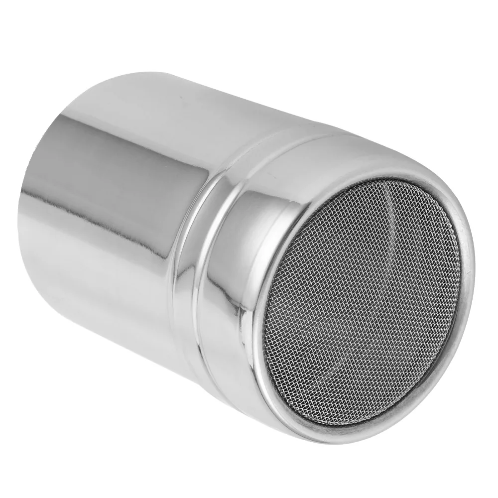 2pcs 304 Stainless Steel Powdered Sugar Shaker With Lid Fine Mesh Fine Mesh Dredge 195ml/345ml Seasoning Shaker For Coffee Bar view 2