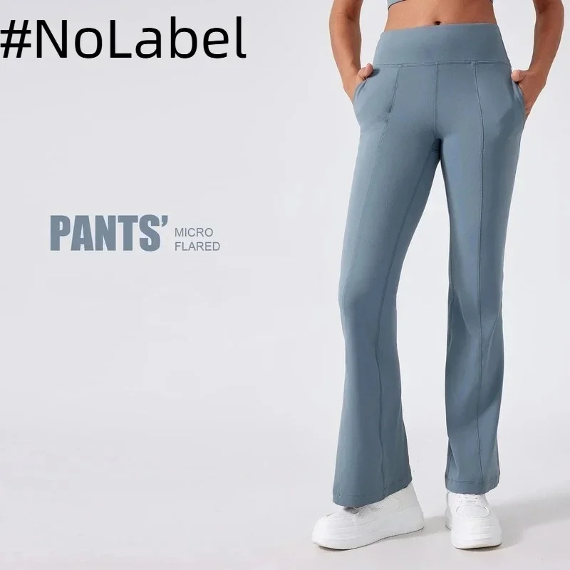 NoneLabelCollection Buttery-soft High Rise Flared Women Pants Side Pocket Weightless 4-Way Stretch Stylish Wide Leg Yoga Pant