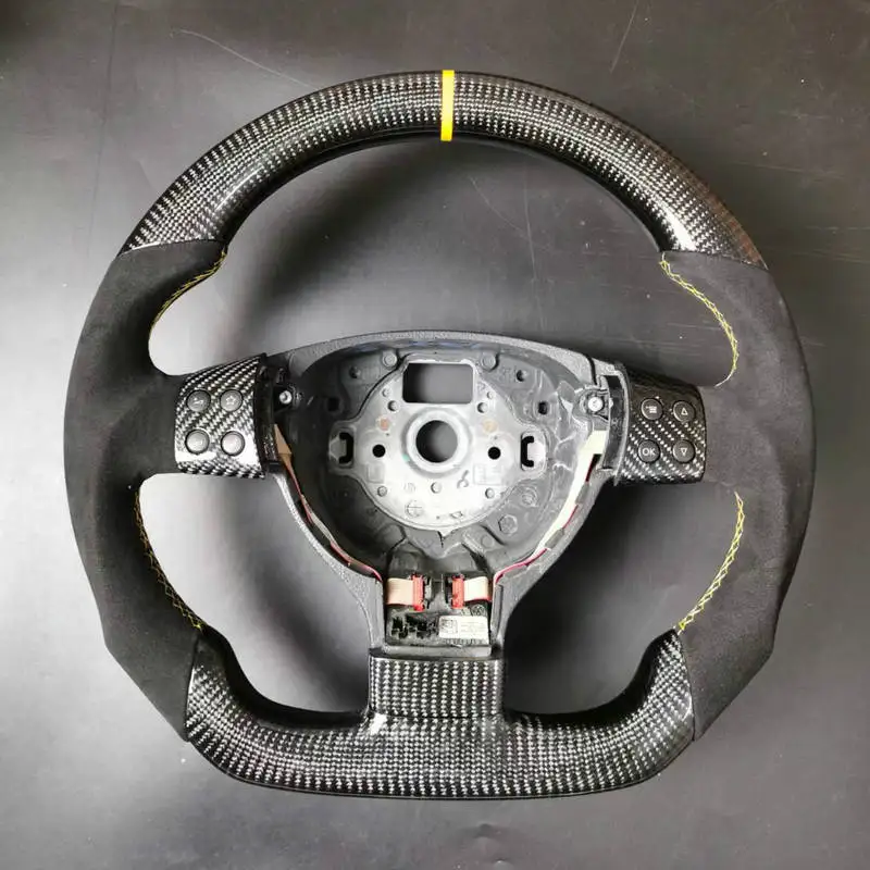 100% Real Carbon Fiber Steering Wheel With Leather For VW Volkswagen Golf 5 Mk5 GTI Passat Maiteng Touran