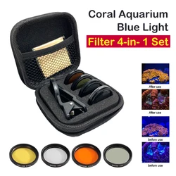 Aquarium Lens Fish Tank Phone Camera Lens Filter 4 in 1 Macro Lens Yellow Lens Filter Coral Reef Aquarium Universal