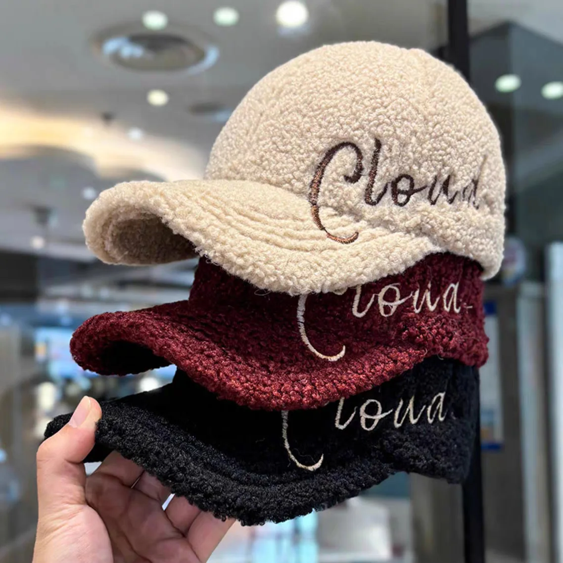 

Autumn Winter Warm Hat Women Lamb Wool Baseball Cap Outdoor Travel Windproof Hat Fashion Casual Versatile Duckbill Cap