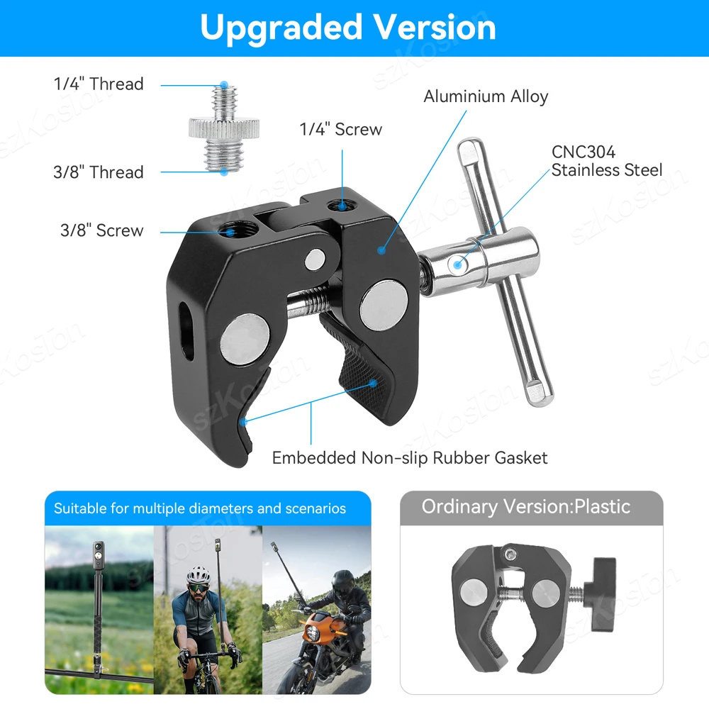 Motorcycle Bike Invisible Selfie Stick Monopod Handlebar Mount Bracket for GoPro 12 11 10 9 Insta360 RS X2 X3 Camera Accessories