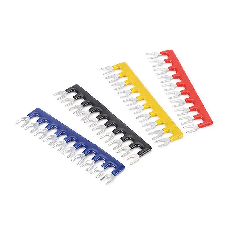 5pcs Pre-insulated Terminal 2 3 4 5 6 8 10 12 Positions 15A Fork Relay Short Circuit Strip Barrier Terminal Block R / Y / B