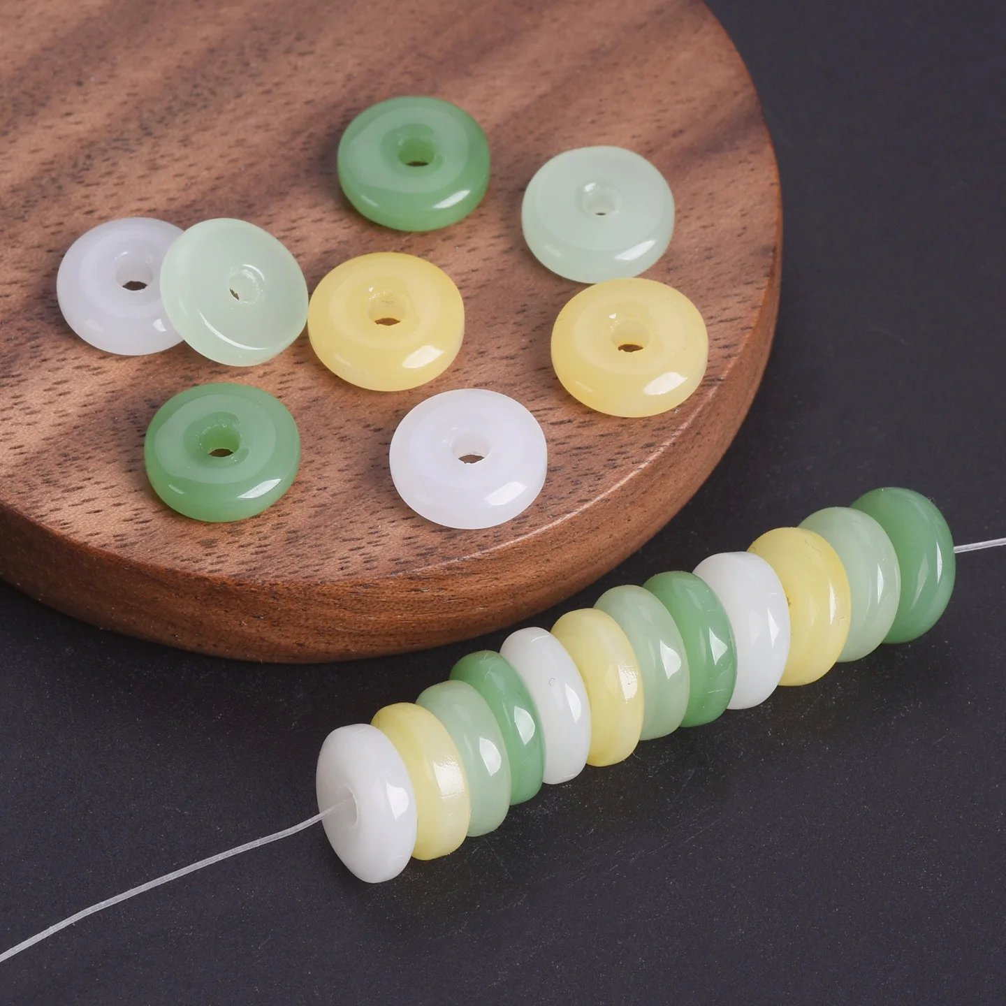 

Flat Round 20pcs 10mm Rondelle Opaque Glass Loose Spacer Beads For Jewelry Making DIY Crafts Findings