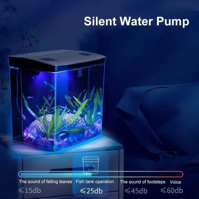 Mini Square Desktop All-in-One Fish Tank Eco-Friendly and Durable PC Aquarium Tank Without Water Replacement