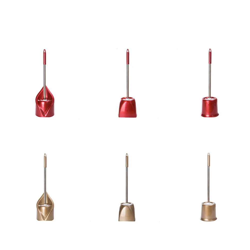 

Toilet Brush Holder Set Stainless Steel Long Handle Easy Clean Bathroom Tools Square Canister Modern Storage Solution