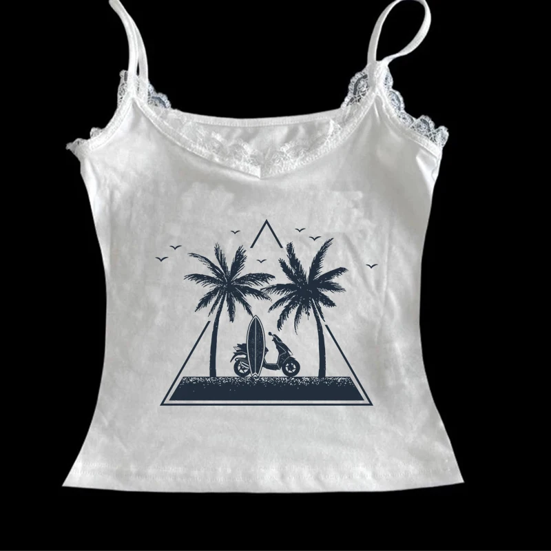 

Summer aesthetic Harajuku sleeveless vest retro fashion street hand-painted prints cool tops casual Y2k clothing