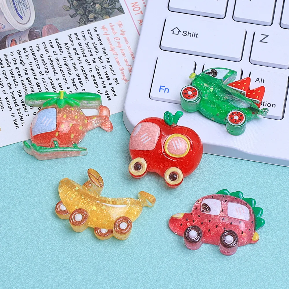 10/100Pcs Cartoon Fruit Car Flatback Resin Cabochon Scrapbooking Crafts Fit Ornaments  Deco DIY Handmade Hair Accessories