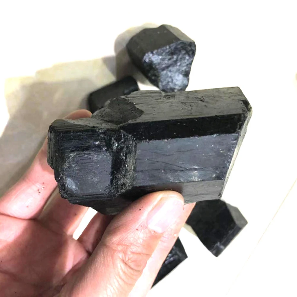 

Black Tourmaline Raw Stone Crystal Rock Rare Gemstone Rough Decorations Natural Mineral EMF Protector Radiation Shield Stress