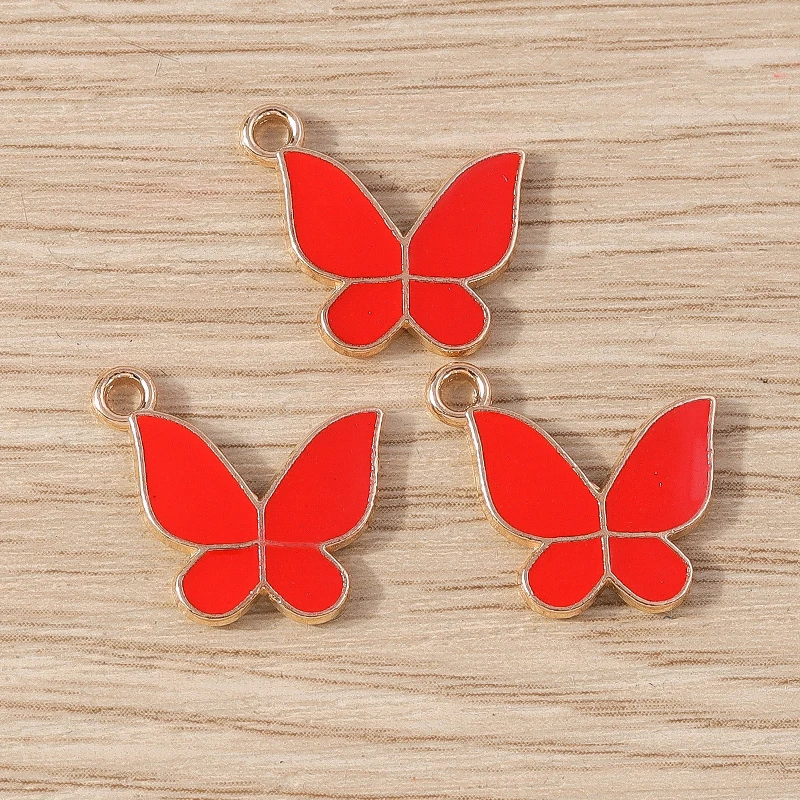 10 Stück 16x15mm Niedliche Bunte Emaille-Tieranhänger Fliegende Schmetterlinge für Schmuckherstellung Ohrringe Halskette DIY Basteln Geschenke – Detail 9