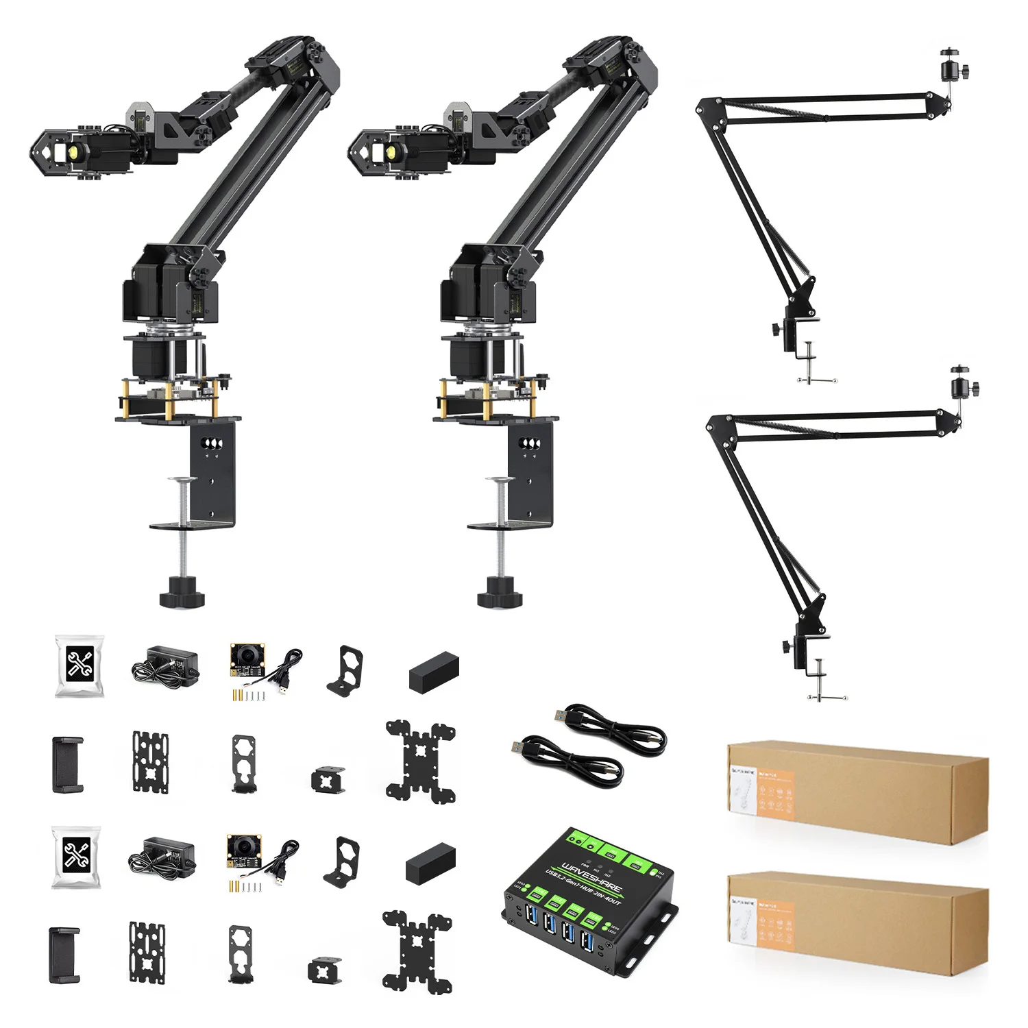 Waveshare 5+1DOF Robotic Arm Kit - NVIDIA Orin، Bus Servo، Jetson Orin، LeRobot
