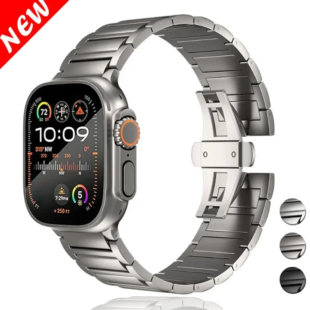 Ultra Titanium Watchband for Apple Watch Ultra 2 49mm 44mm 42mm Luxury Bracelet IWatch 6 5 4 Se 7 8 9 45mm Business Strap Correa