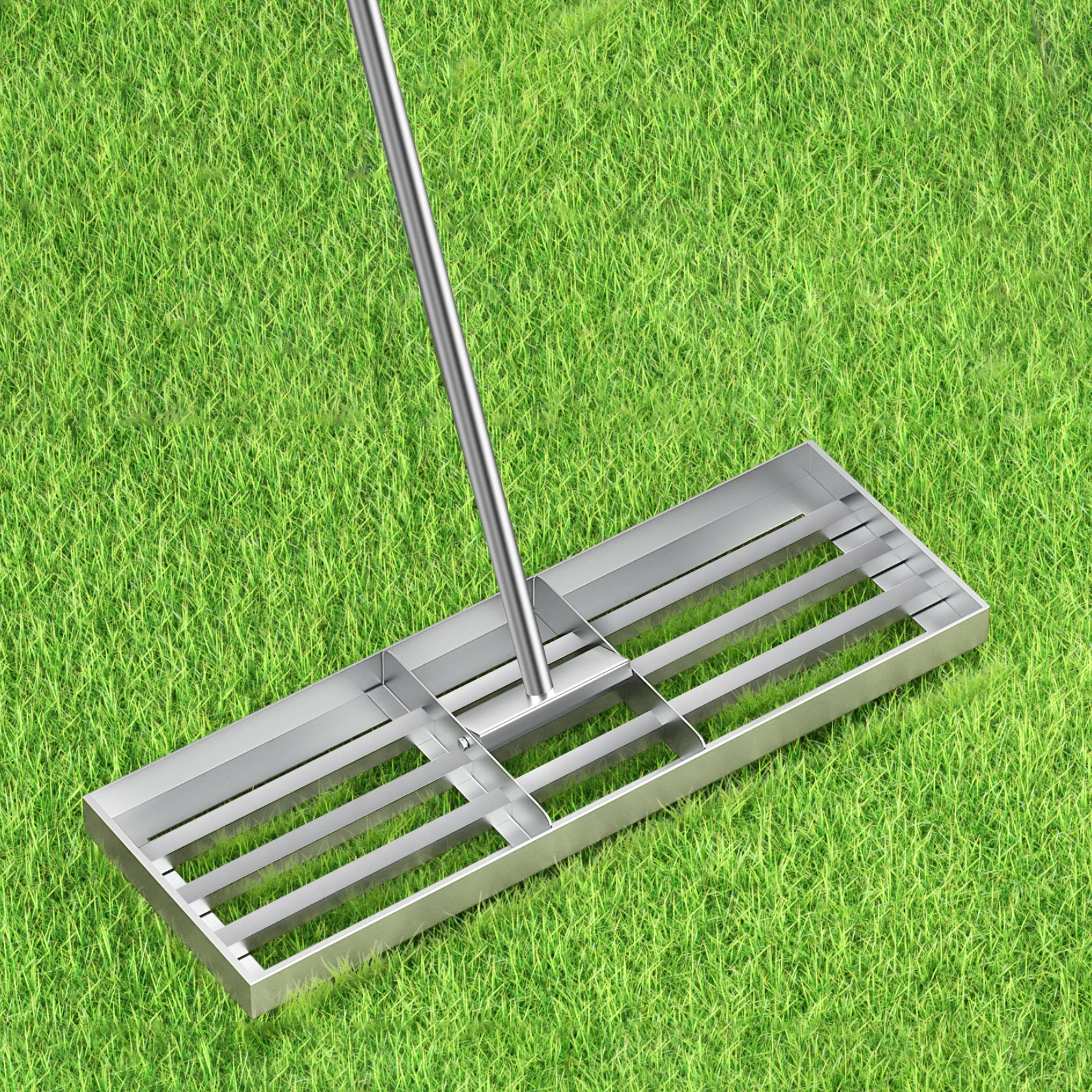 VELPAX Râteau de Nivellement de Pelouse,115 x 25cm, Râteau à Gazon Professionnel, Râteau Découpé au Laser avec Barre Métallique