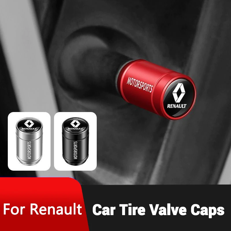 4PC Aluminium Alloy Car Wheel Tire Valve Cap Tyre Stem Cover For Renault Talisman Arkana Line Logan Twingo Sandero Trafic Scenic