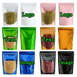 100PCS Clear Aluminum Foil Ziplock Packaging Bag DIY Custom Logo Matcha Coffee Snack Sugar Spice Tea Beaf Gift Storage Pouches