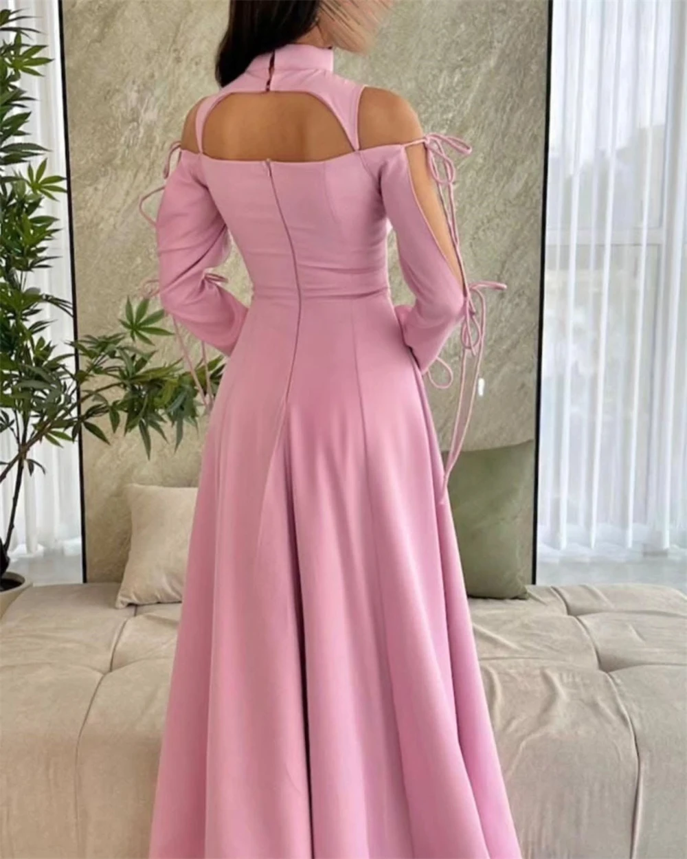 Customized Evening Dress Elegant O-Neck Off the Shoulder 3/4 Sleeves Party Dresses Jersey  A-Line Floor Length Prom Gowns
