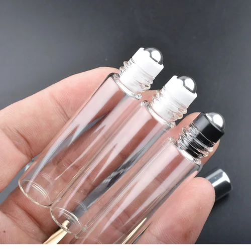 Imagen 2 del producto Botella enrollable de 1ml, 2ml, 3ml, 5ml, 10m, botella de aceite esencial de vidrio fino con bola de rodillo de Metal, viales de vidrio para aromaterapia
