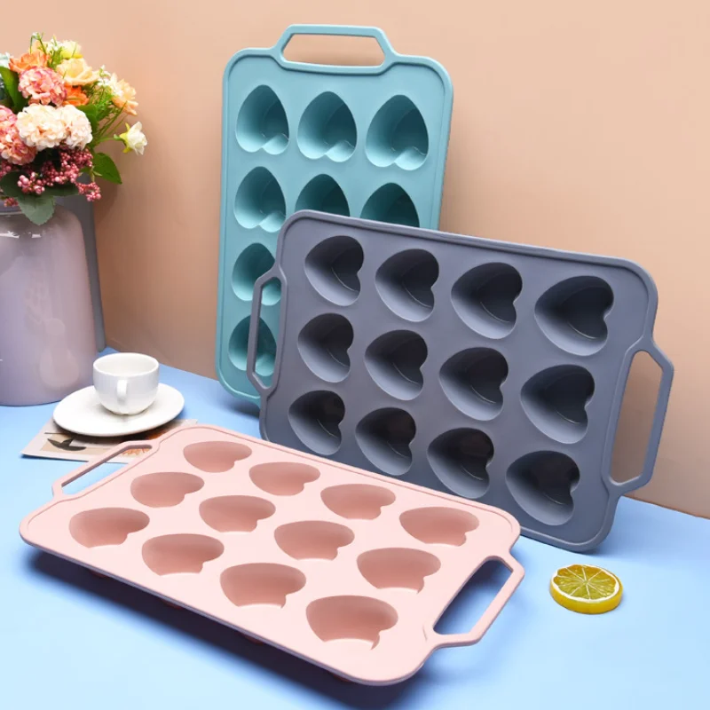 

12 Cavity Heart Shape Silicone Cake Mold Love Chocolate Biscuit Jelly Ice Baking Mould Party Snack Soap Candle Making Set Gift