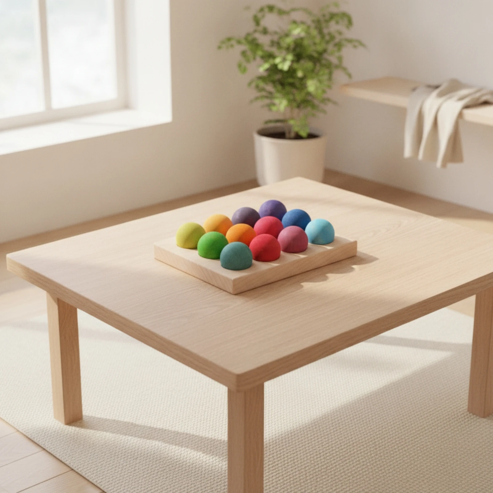 Counting Tray with Wooden Balls Toddler Wooden Balls with Tray Sorting and Matching Toy Sensory Counting Game Preschool