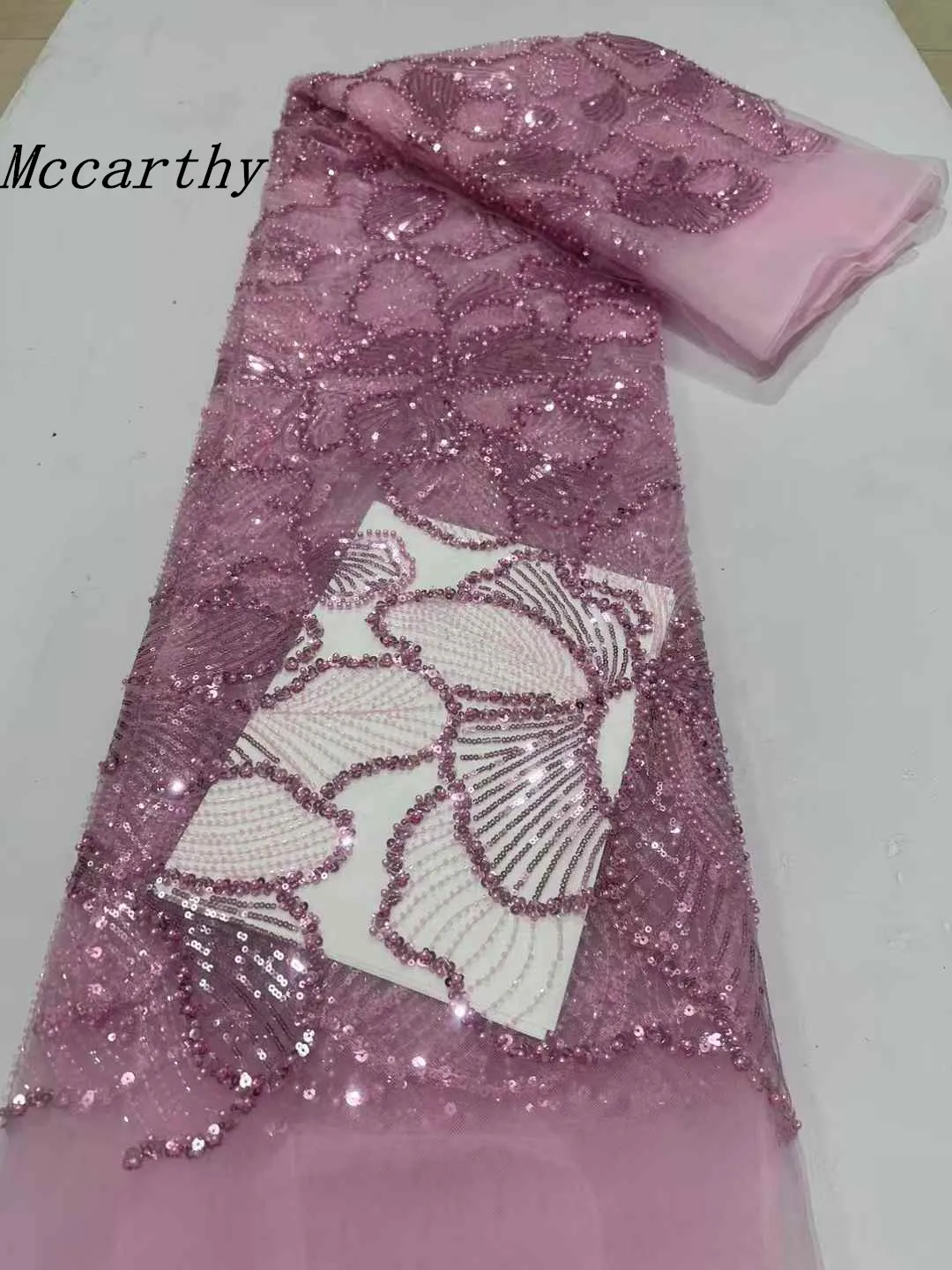 

African Lace Fabric 2025 Sequins Beaded Embroidery Groom Nigerian Bridal High Quality French Tulle Lace Fabric For Wedding Party