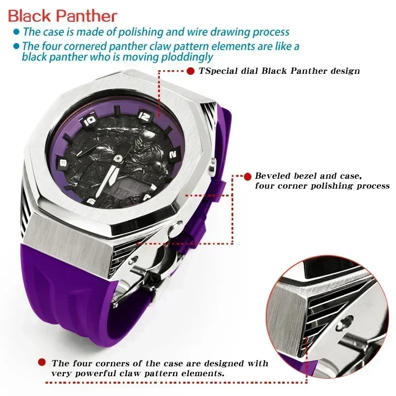 Modification Kit Gm 2100 Metal Case Kit Casioak Panther Dial Watch Bracelet for CASIO GA 2100 GAB2110 Bezel Rubber Band Watch