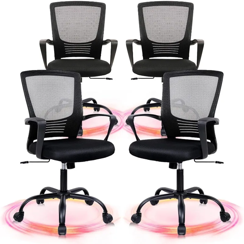

CLATINA Office Chair Ergonomic Rolling Computer Desk Chair with Lumbar Support, Mesh Swivel Executive Chairs , Black 4 Pack
