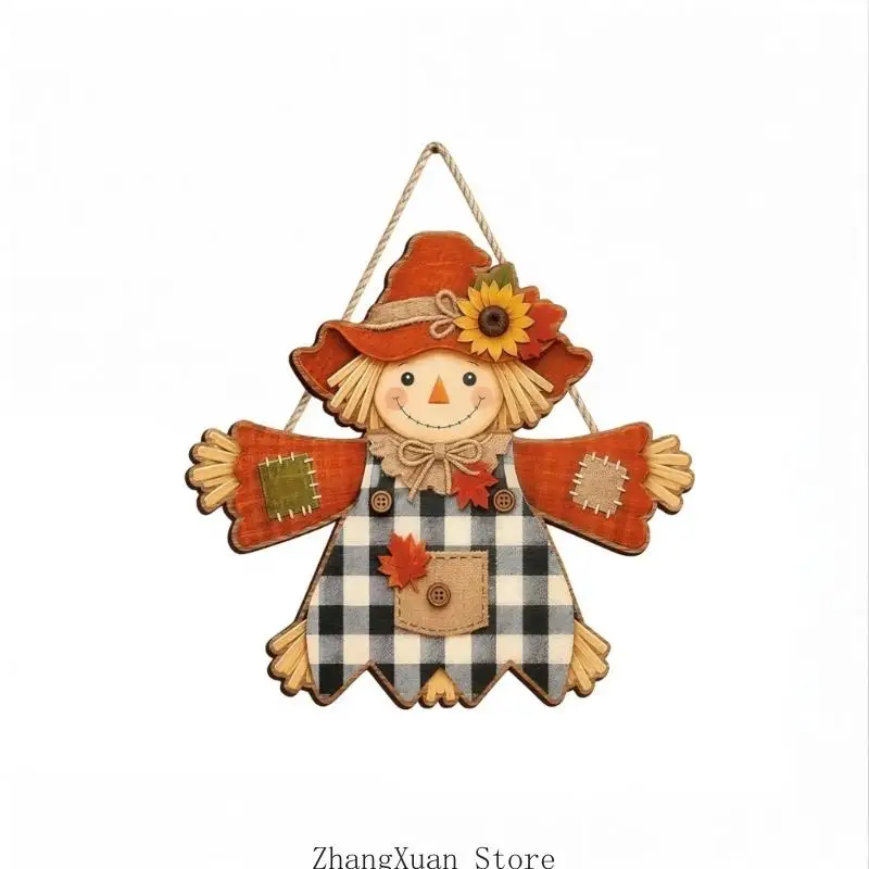 Fall Scarecrow Wooden Door Decoration Pumpkin Sign For Farmhouses Home 3XUFMöbel & Wohnen, Dekoration, Schilder & Tafeln! – Detail 5