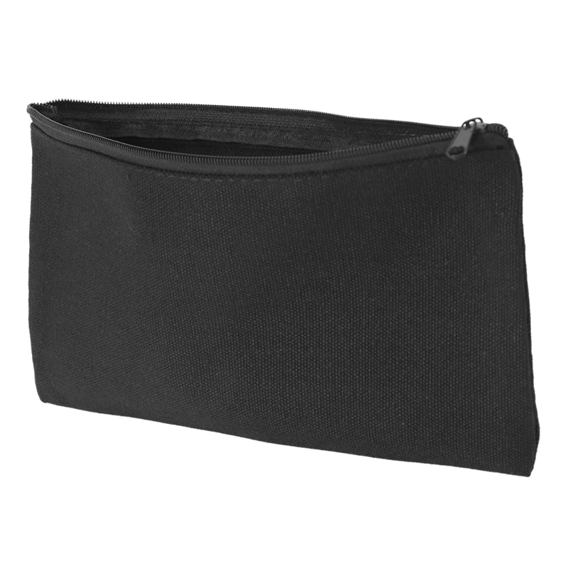 120 ชิ้นผ้าใบซิปกระเป๋ากระเป๋าผ้าใบแต่งหน้ากระเป๋าดินสอ Blank DIY Craft กระเป๋าสําหรับเดินทาง DIY Craft โรงเรียนสีดํา