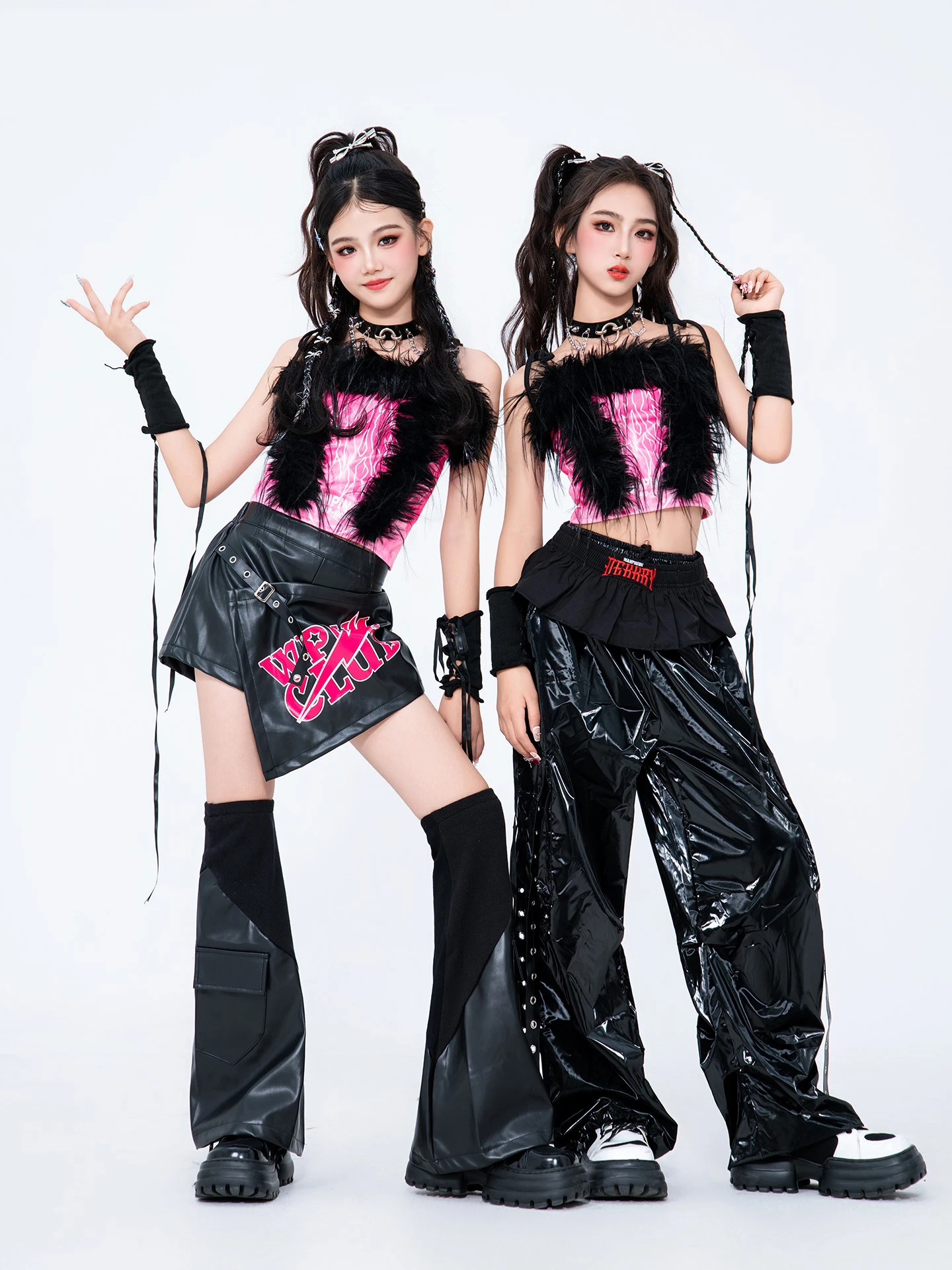 2025 جديد أزياء رقص الجاز الحديثة أزياء مسرحية Kpop ملابس للفتيات مجموعة الأطفال الهيب هوب ملابس الرقص XH3065