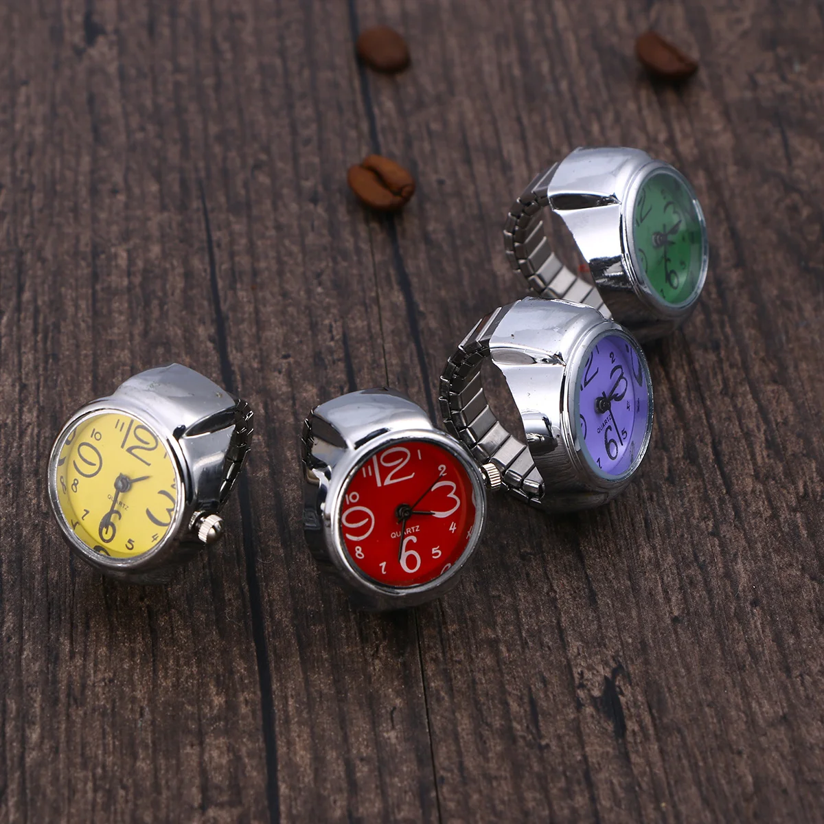 1 قطعة خاتم الموضة خاتم أنيق ساعة صنعة بديعة شيك سوار مجوهرات هدية للأصدقاء ساعة مرنة خضراء #2