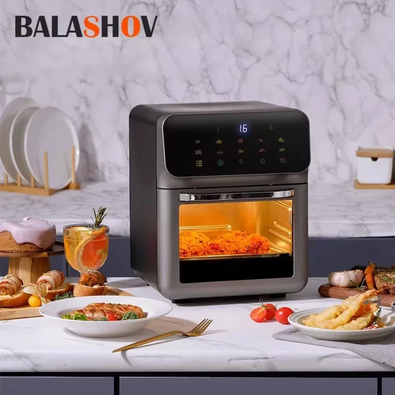 12L  Air Fryer Large Capacity Convection Oven Deep Fryer Without Oil Kitchen °Baking Viewable Window  Appliance